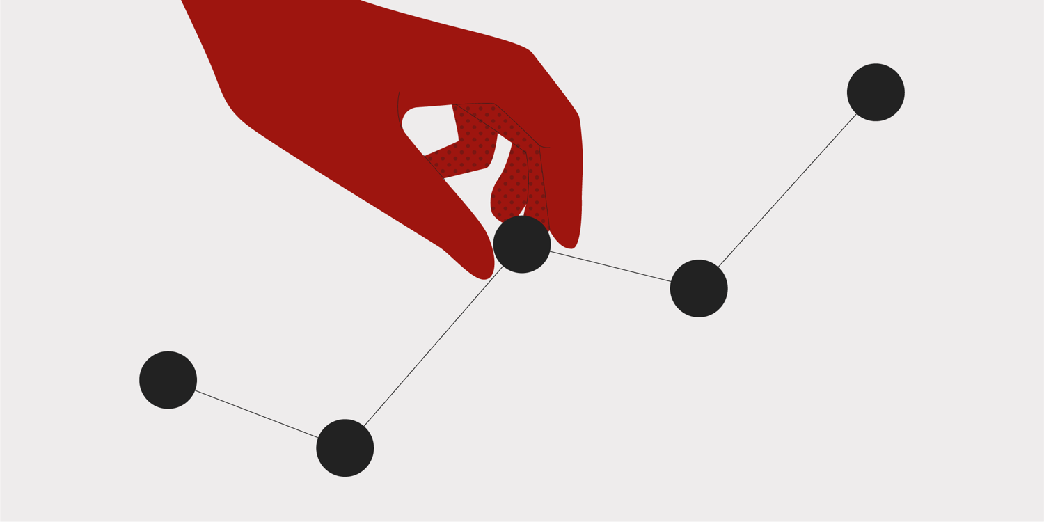 Illustration Hand in KIPS-Rot zieht punkt eines Diagramms nach oben
